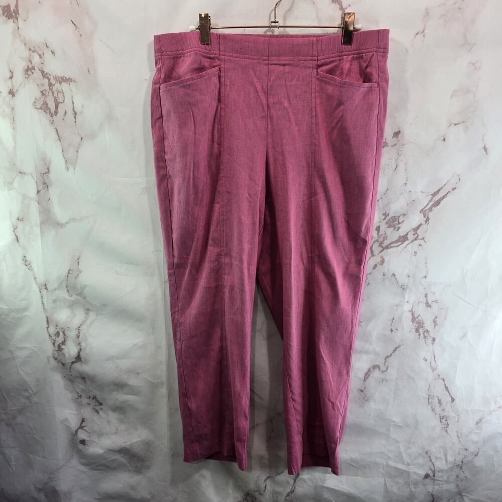 J Jill Pants Womens Medium P Pink Linen Stretch Pull On Crop Capri Straight